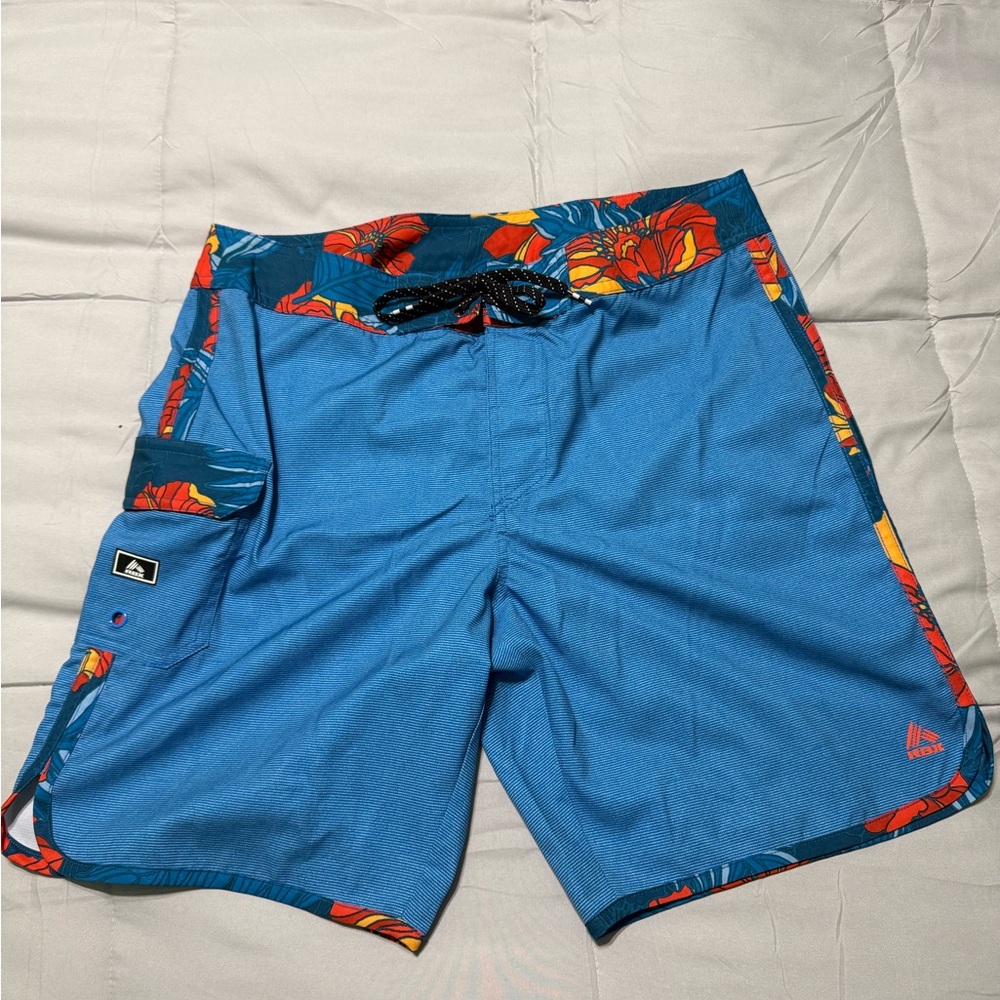 RBX Blue and Red Floral Men's Board Shorts